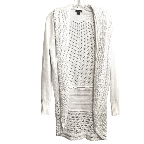 Eddie Bauer Women's Crochet Open Front Cardigan Women’s Large Boho Cotton - Picture 1 of 7